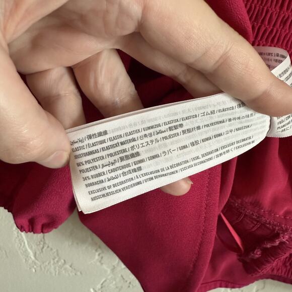 Abercrombie & Fitch Size Large Puff Sleeve Corset Sweetheart Top - Pink Smocked - Picture 9 of 10